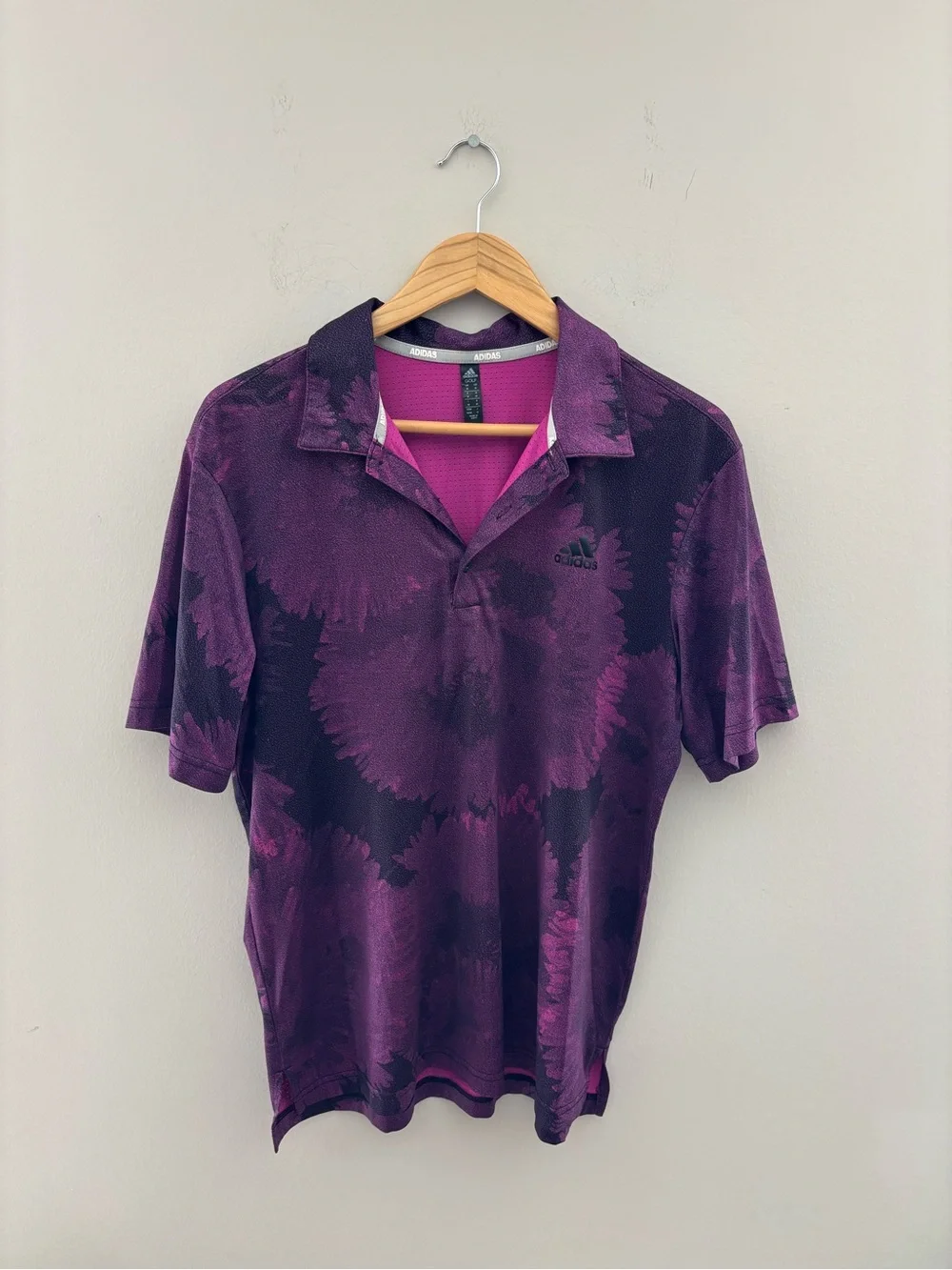 adidas Golf Purple Tie Dye Polo Shirt Men's Size M Performance Golf Polo